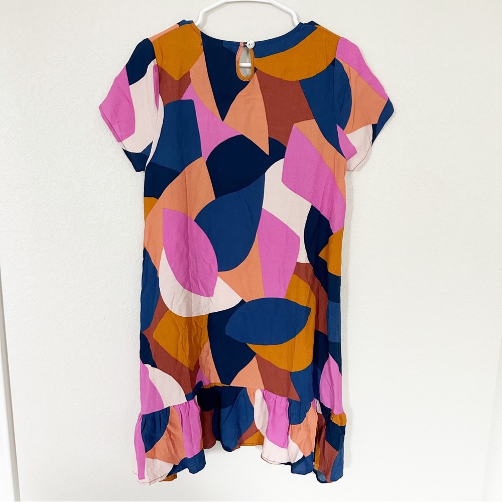 NWT Mister Zimi Klare Dress in Abstract Leaf Print Pink Ruffle Sz 8 AUS 4 US - Picture 5 of 7